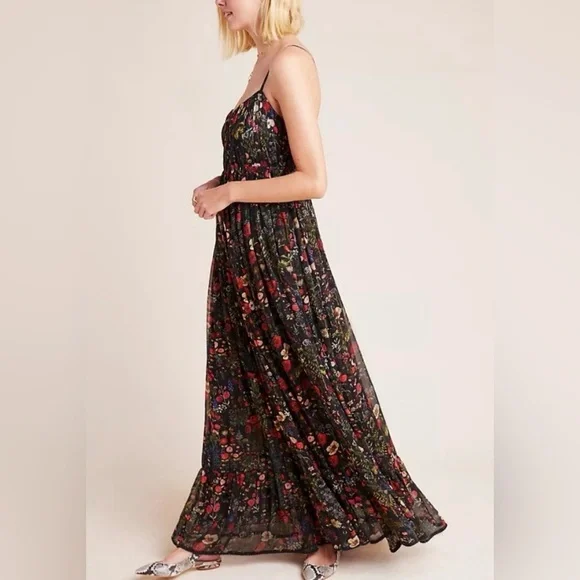 Anthropologie Payal Jain NWT Massima Black Red Floral Maxi Dress **Size XS P**🌺🌺 - Picture 3 of 10